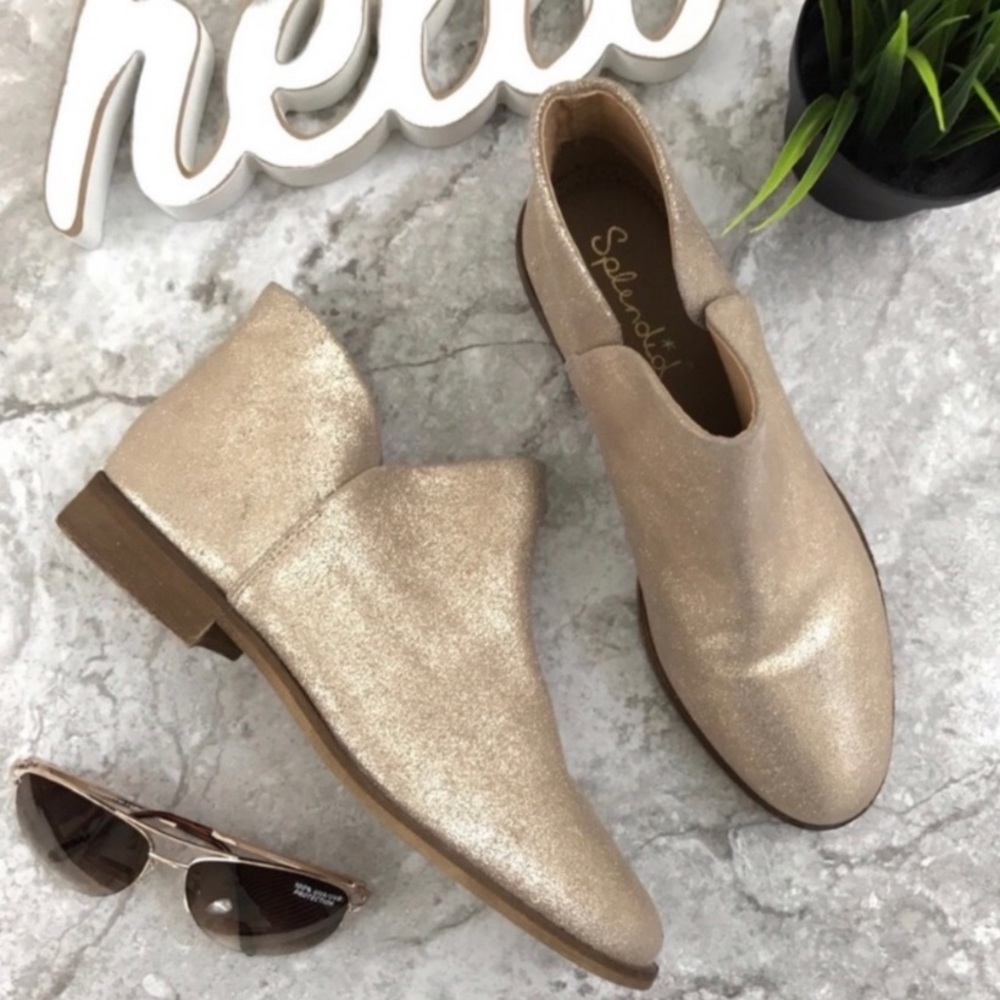 Splendid Petunia Sparkly Gold Ankle Booties - Picture 2 of 5